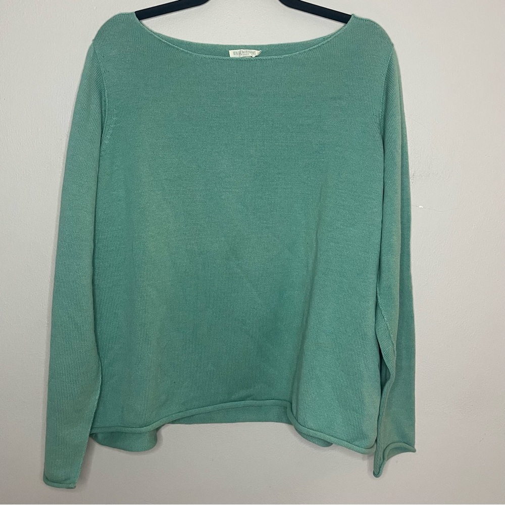 Eileen Fisher Seafoam Green Organic Cotton Knit Sweater Women's Size 2x